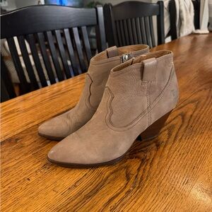 Frye Tan Ankle Boots with Western Flair